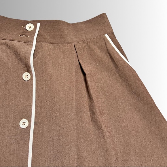 ModCloth Retro Button Down Chocolate Brown MIDI Skirt, Pleated, Pockets, Size XL - Picture 4 of 9
